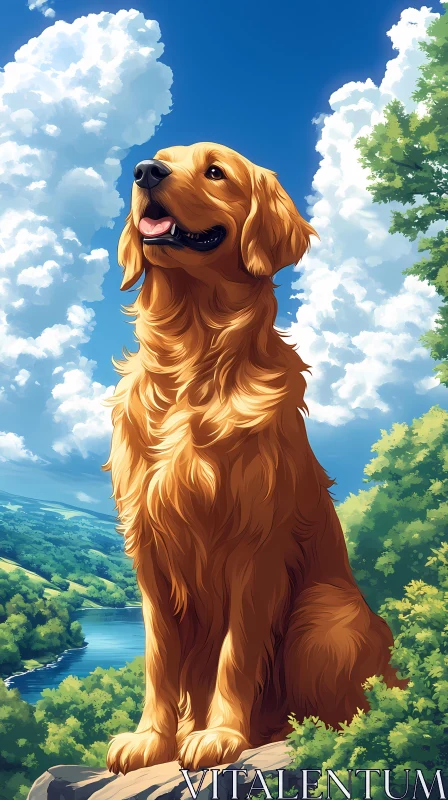 Golden Retriever in the Wild AI Image