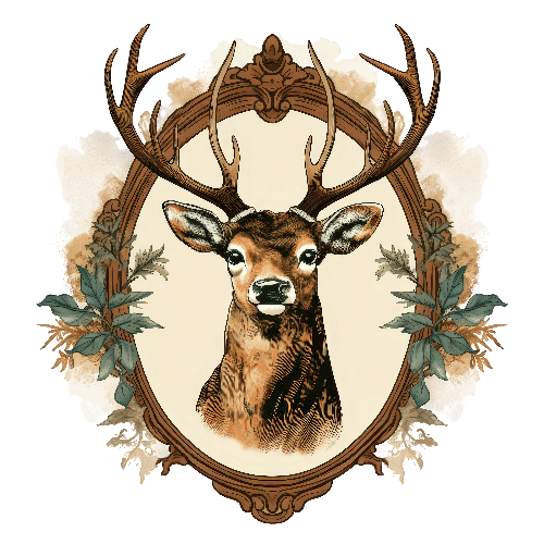 Framed Deer Artwork with Floral Embellishments POD Design