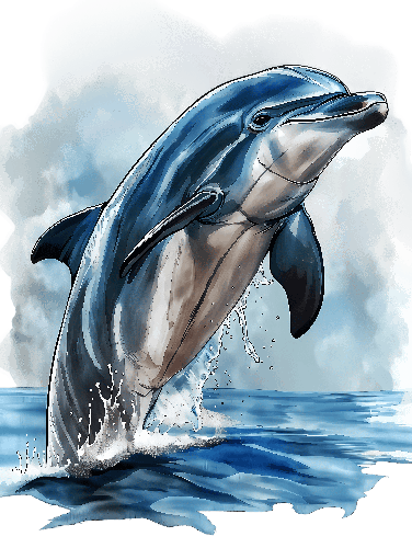 POD Design Graceful Dolphin Leap in Watercolor - Digital Art