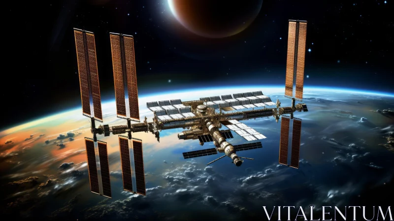 International Space Station: A Captivating Illustration of Cosmic Beauty AI Image