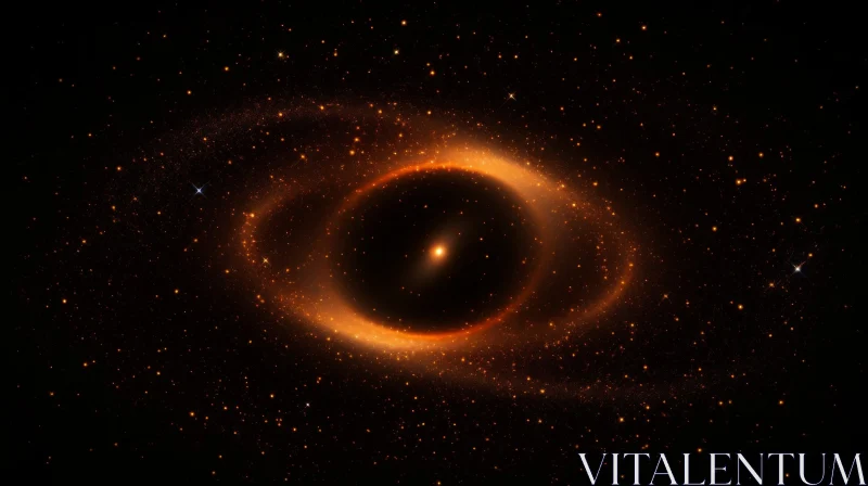 Mystical Black Hole in Deep Space - Dark Orange and Gold AI Image