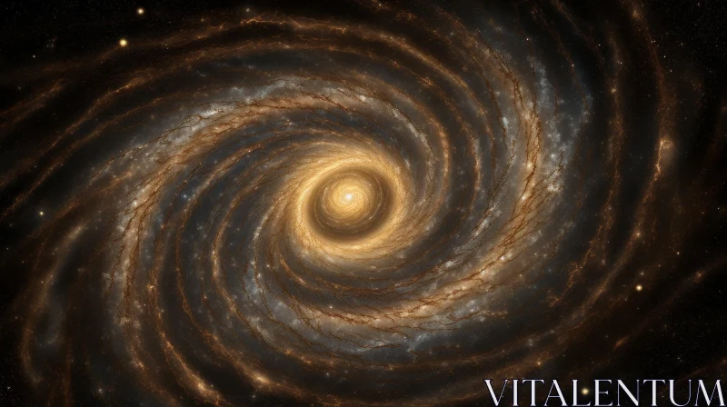 Spiral Galaxy in Space - Dark Gray and Bronze - Hyper-Realistic Atmospheres AI Image