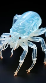 White Plastic Bug on Black Background: Anamorphic Art in Japanese Style