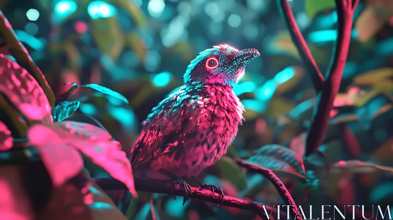 Luminous Avian in Exotic Garden AI Image