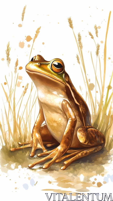 Frog Illustration in Nature AI Image