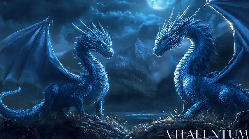 AI ART Azure Dragons Lunar Encounter