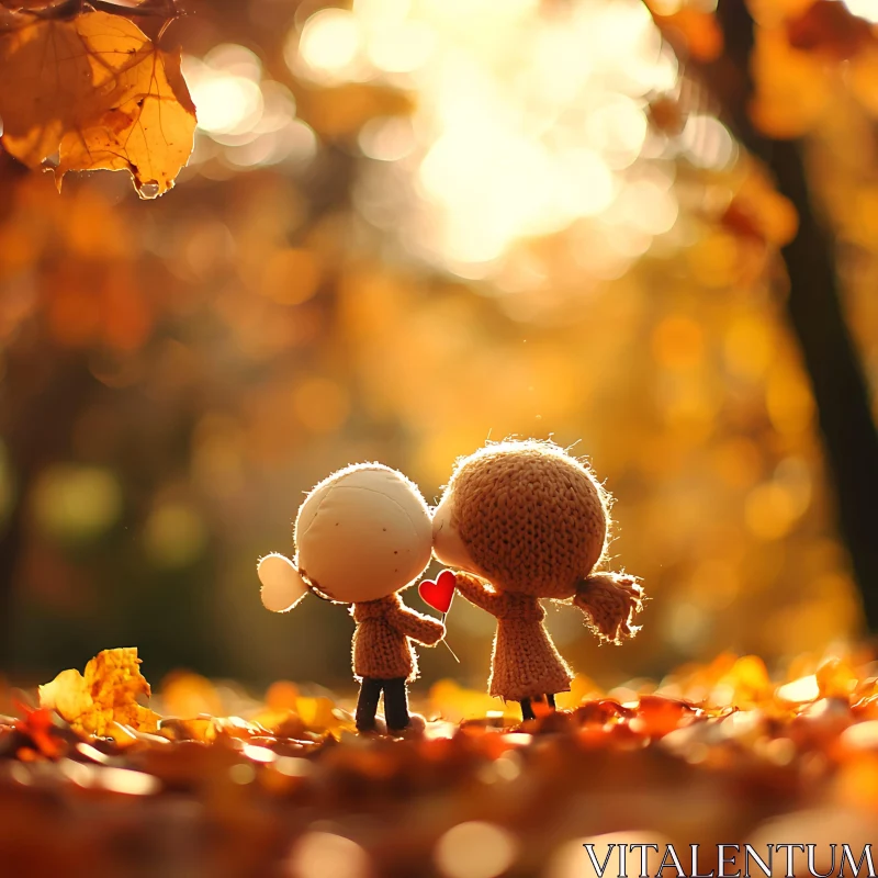 Dolls in Love: Autumn Romance AI Image