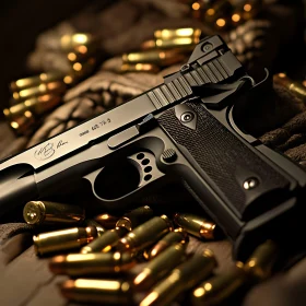 Still Life with Firearm and Bullets