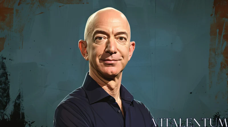 AI ART Jeff Bezos Portrait with Textured Artistic Backdrop