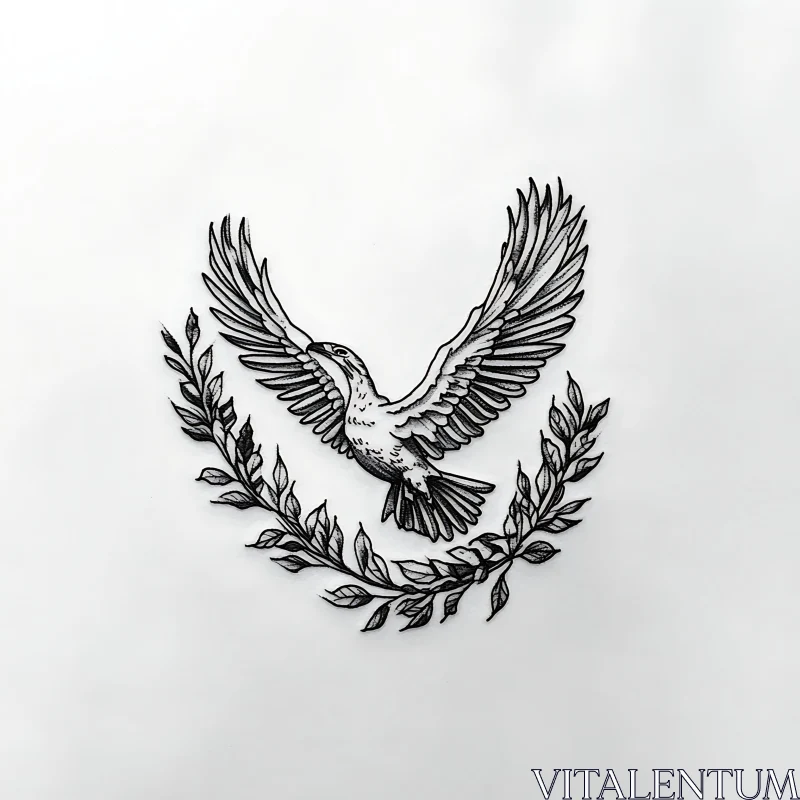 Dove in Flight with Laurel Wreath AI Image