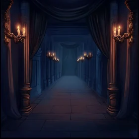 Mysterious Candlelit Hallway