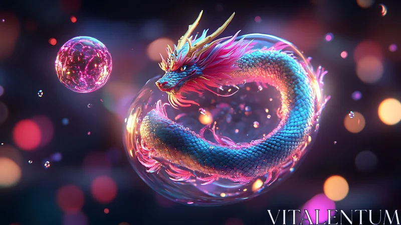 Mystical Dragon Orb Fantasy Artwork AI Image