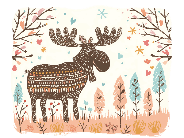 Charming Moose Forest Artwork