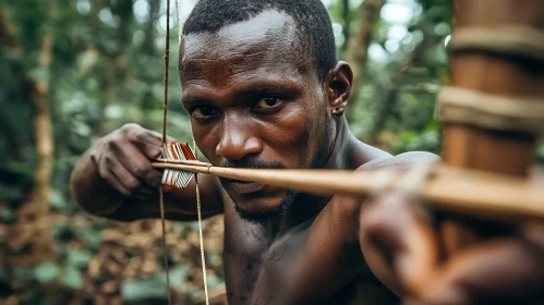 Intense Archer Portrait in the Forest