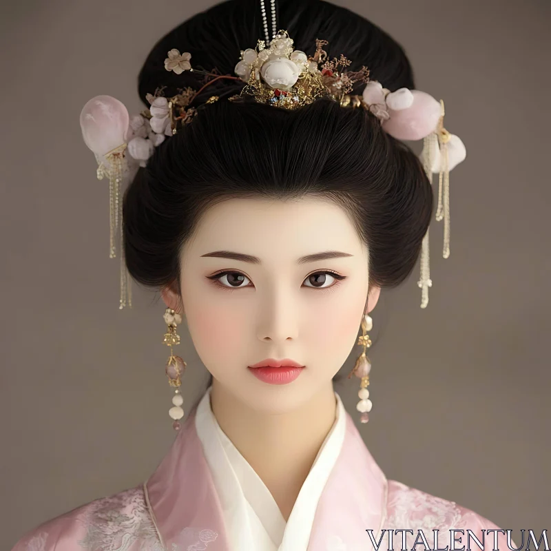 Portrait of a woman in traditional Chinese clothing AI Image