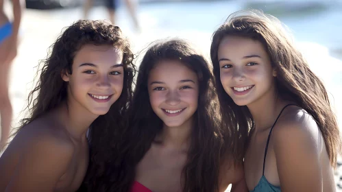 Three Girls Smiling on the Beach