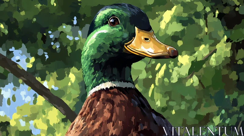 Painted Mallard in Nature AI Image