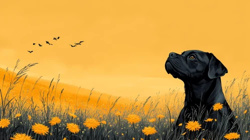 Canine Serenity in Golden Fields