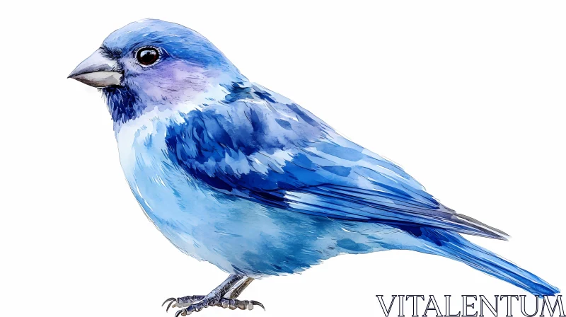 Artistic Bluebird in Watercolor AI Image