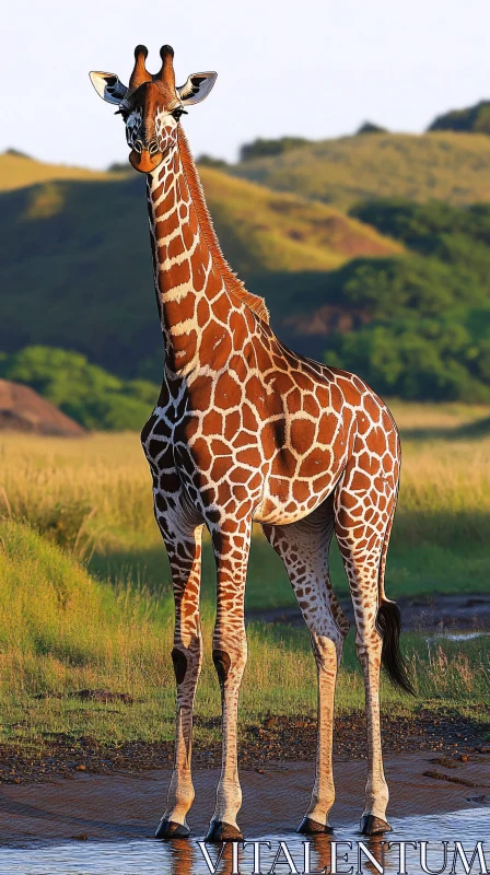 AI ART Giraffe in African Landscape