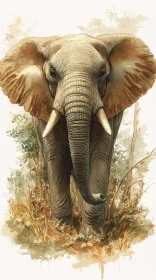 Artistic Elephant in Serene Surroundings