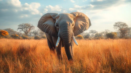 Serene Elephant at Sunrise in the Savanna