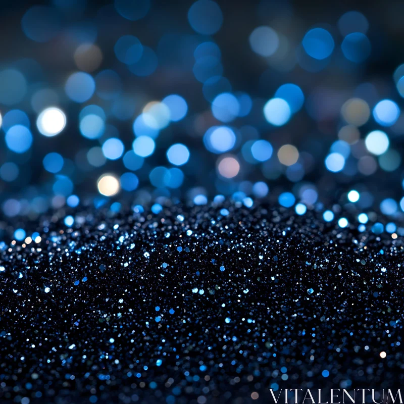 Abstract Blue Glitter Landscape AI Image