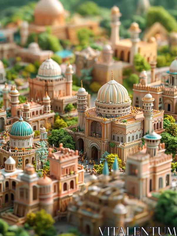 Detailed Miniature City Architecture AI Image