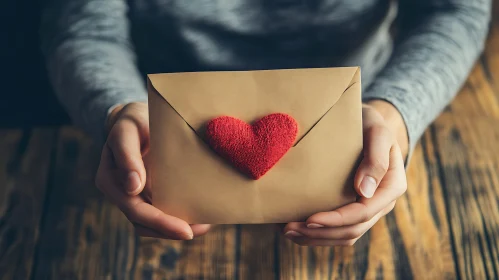 Envelope with Red Heart: Expressing Love