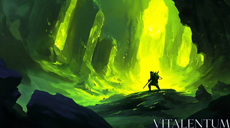 AI ART Green Cave Adventure Art