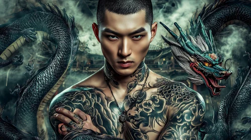 Dragon's Embrace: A Tattooed Man's Tale