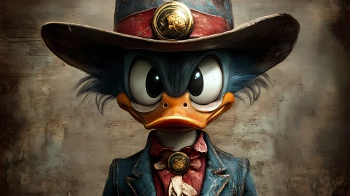 Duck Character Cowboy Portrait