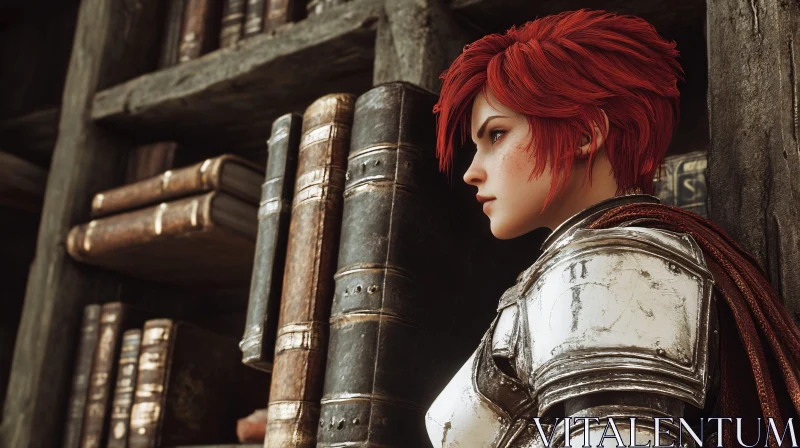 AI ART Red-Haired Warrior by Ancient Bookshelves