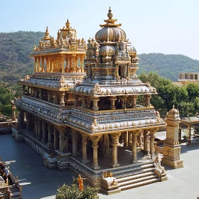 Ornate Temple Architecture in Sunlight