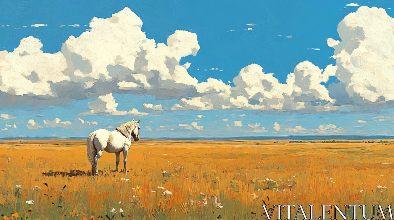 AI ART Serene Horsefield Painting