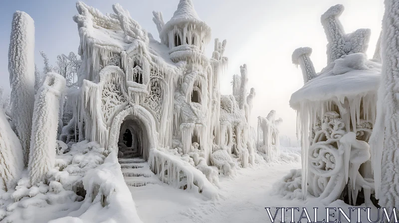 Icy Fortress: A Winter's Tale in Ice AI Image