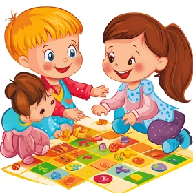 Children's Board Game Fun Cartoon Illustration