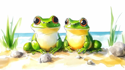 Frog Illustration at the Beach
