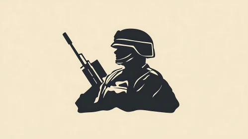 Armed Forces Silhouette: Soldier with Rifle