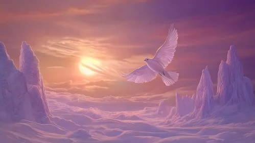 White Dove in Pastel Sky