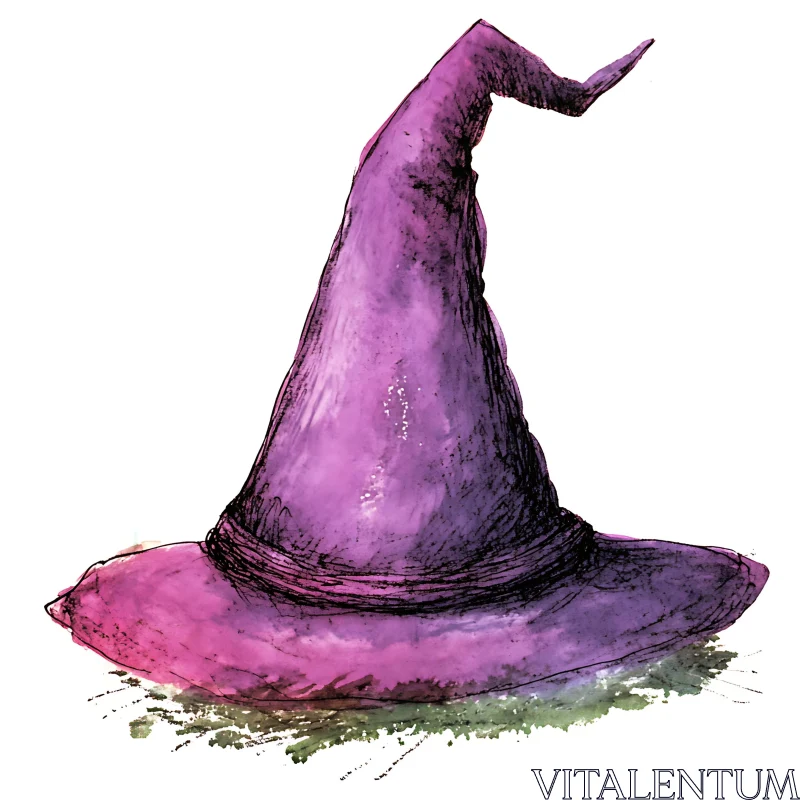 AI ART Purple Witch Hat Art