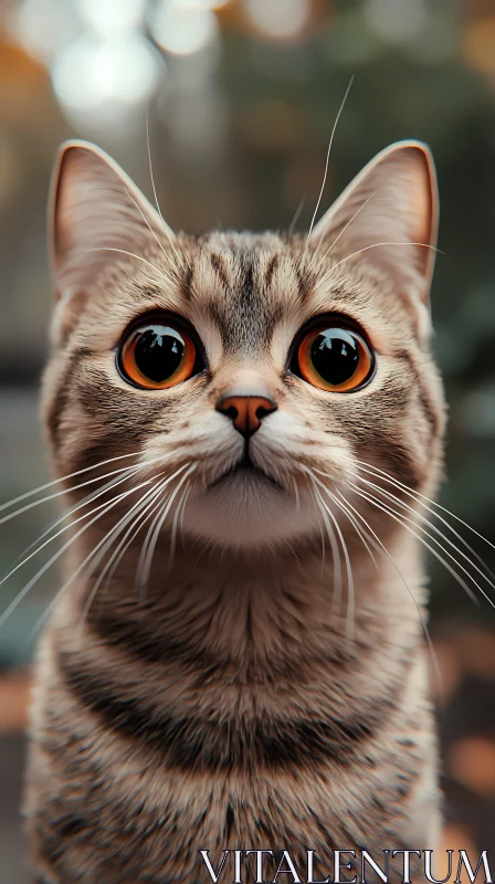 Wide-Eyed Cat Close-Up AI Image