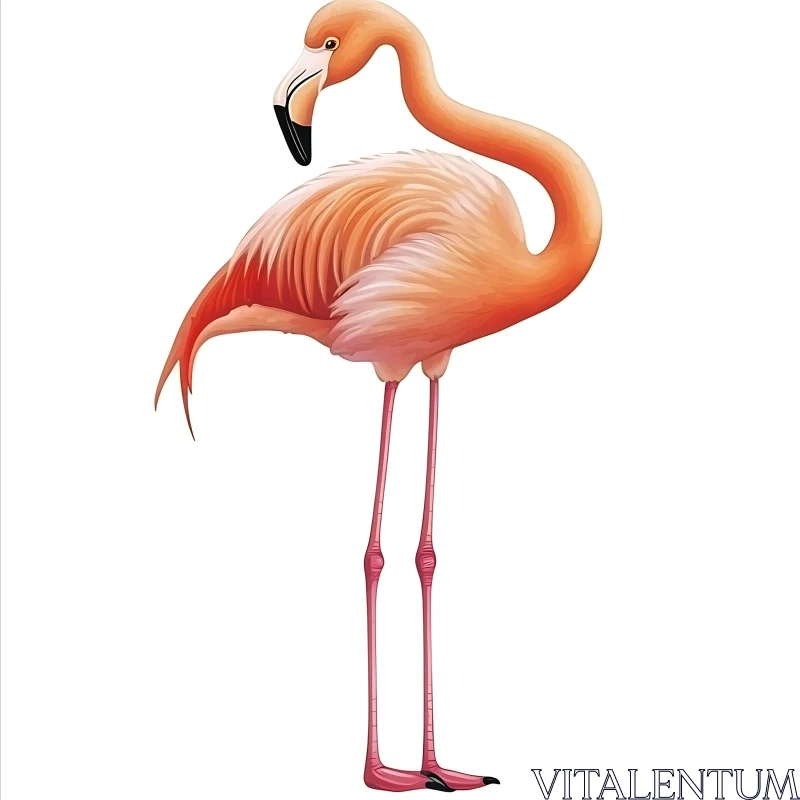 Graceful Flamingo Illustration AI Image