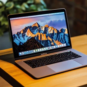 Elegant Laptop with Mountain Landscape Wallpaper