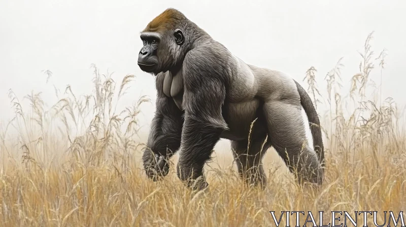 Gorilla in Natural Habitat AI Image