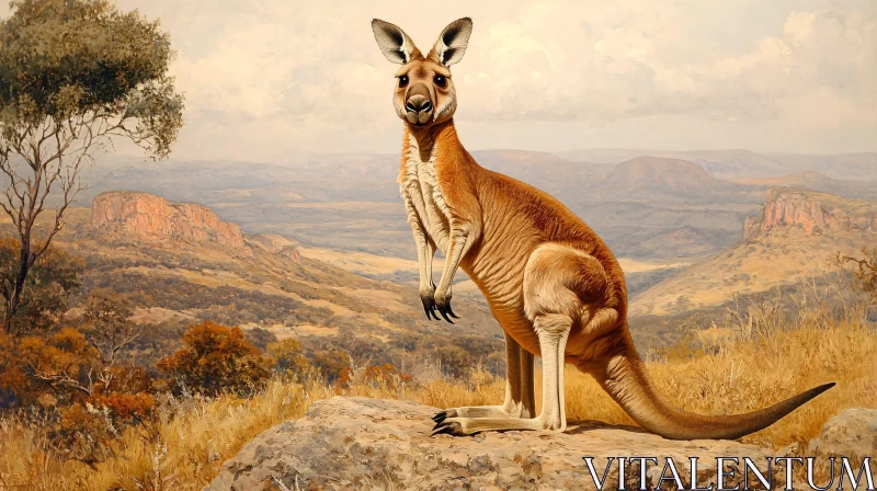 AI ART Kangaroo in Vast Australian Landscape