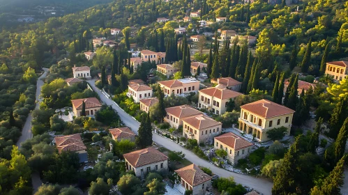 Terracotta Roofs Among Green Trees