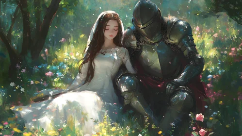 Armored Knight and Woman in White