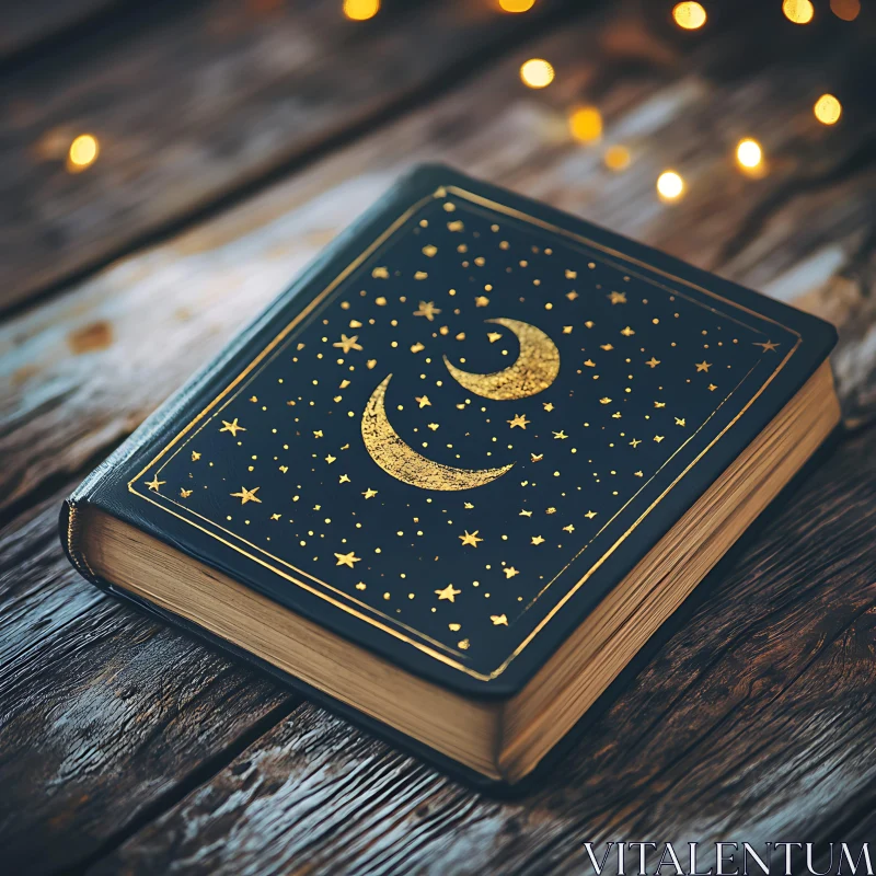 AI ART Vintage Book with Moon and Stars Design