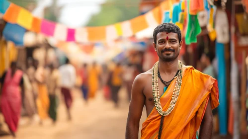 Portrait of Indian Man in Festive Decoration